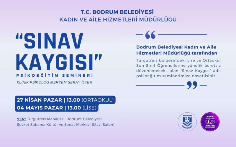 BELEDİYEDEN ÖĞRENCİLERE ‘SINAV KAYGISI’ KONULU PSİKOEĞİTİM SEMİNERİ