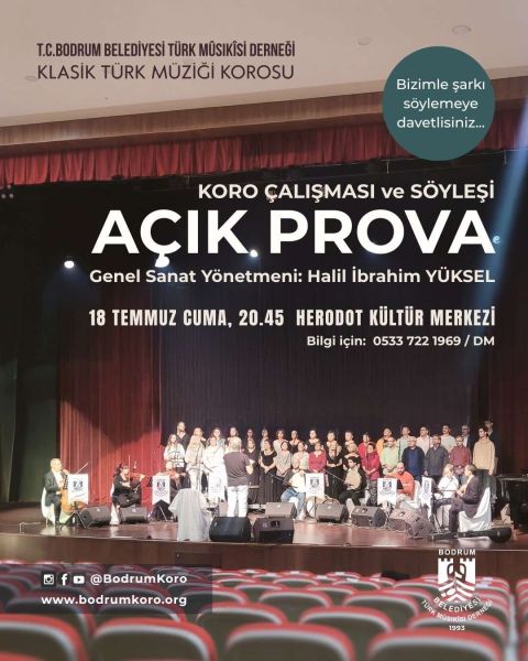 BODRUM BELEDİYESİ TÜRK MUSİKİSİ DERNEĞİNDEN BODRUMLU MÜZİKSEVERLERE DAVET