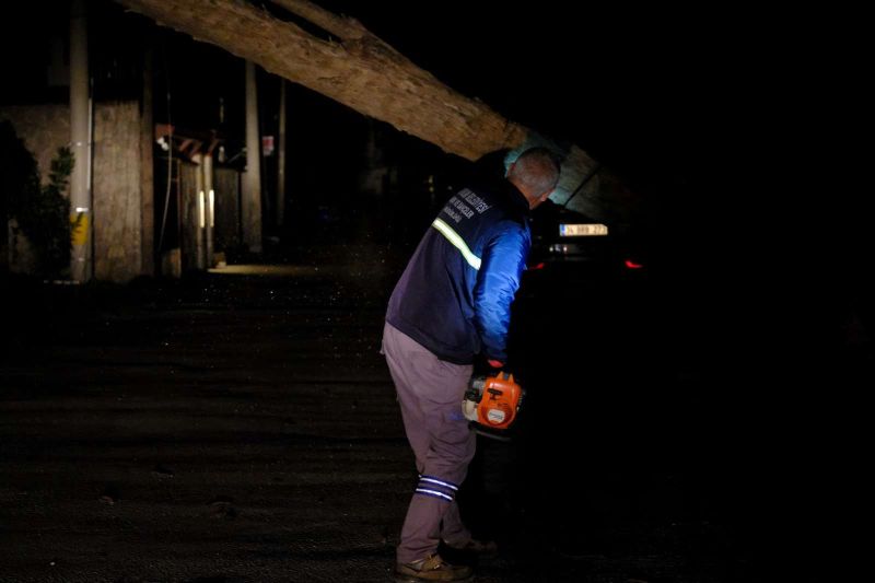 PARK VE BAHÇELER EKİPLERİ FIRTINADA SAHADAYDI