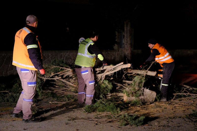 PARK VE BAHÇELER EKİPLERİ FIRTINADA SAHADAYDI