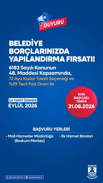 BELEDİYE BORÇLARINDA 72 AYA VARAN TAKSİTLENDİRME FIRSATI