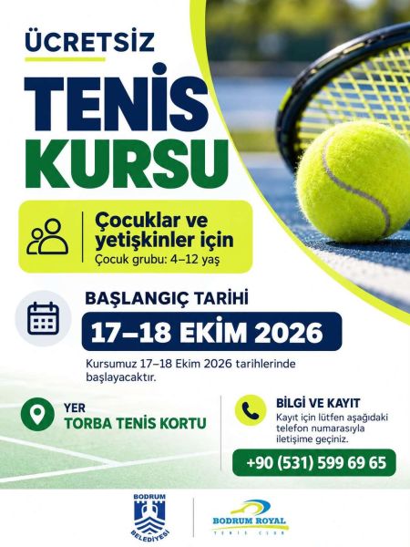 BODRUM’DA ÜCRETSİZ TENİS KURSU BAŞLIYOR