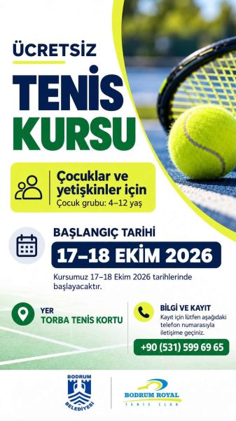 BODRUM’DA ÜCRETSİZ TENİS KURSU BAŞLIYOR