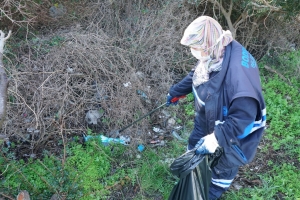 KEDİLER BESLENİP SAHİLDE TEMİZLİK ÇALIŞMASI YAPILDI