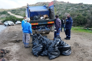 KEDİLER BESLENİP SAHİLDE TEMİZLİK ÇALIŞMASI YAPILDI