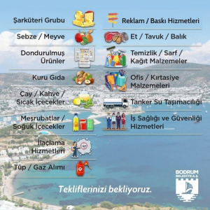 BODRUM BELEDİYE A.Ş. İHTİYACI OLAN SATIN ALMA GRUPLARINI YAYINLADI