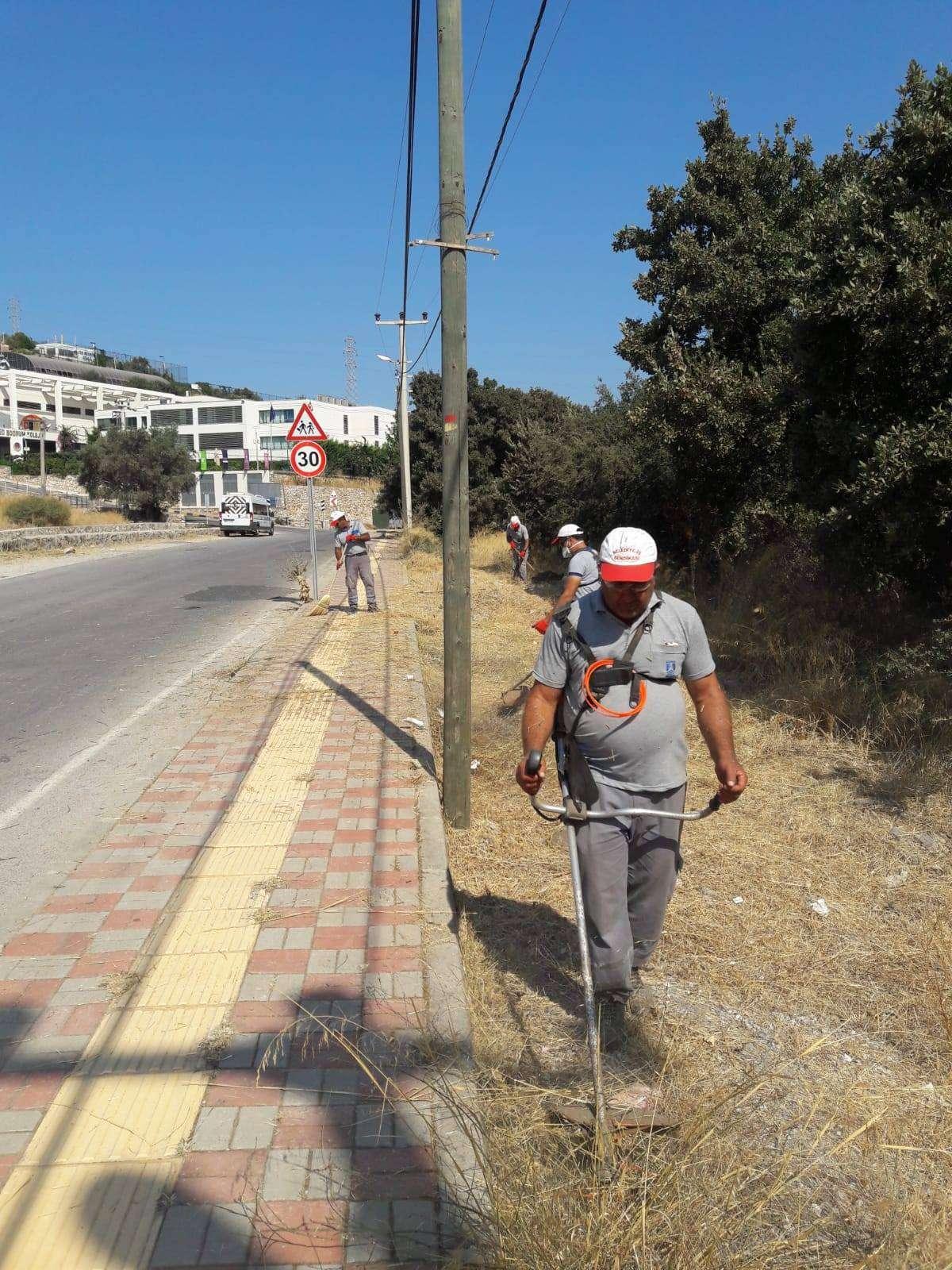 TÜM MAHALLELERİMİZDE YOL KENARI VE REFÜJLERDE TEMİZLİK, BUDAMA VE SULAMA ÇALIŞMALARI YAPILDI