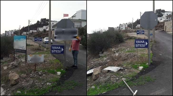 İZİNSİZ ASILMIŞ REKLAM TABELASI VE YÖNLENDİRME LEVHALARI KALDIRILDI