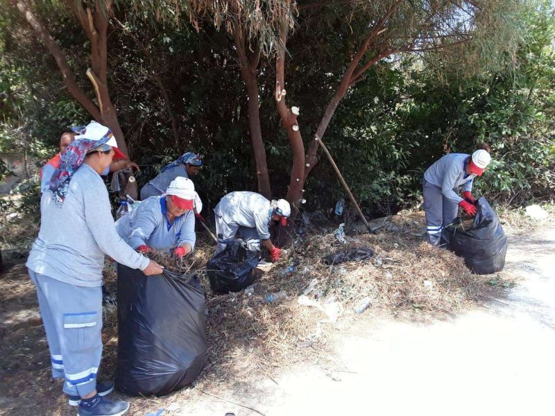 TÜM MAHALLELERİMİZDE YOL KENARI VE REFÜJLERDE TEMİZLİK, BUDAMA VE SULAMA ÇALIŞMALARI YAPILDI