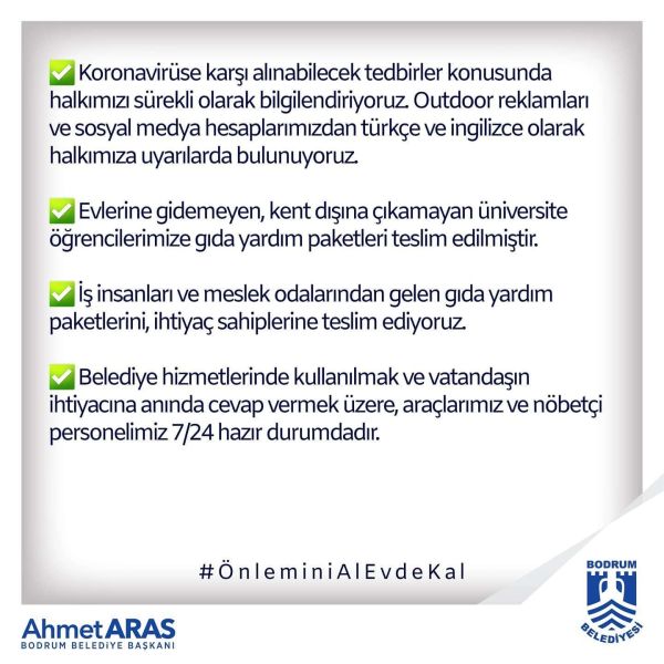 PANDEMİ DÖNEMİNDE YAPTIĞIMIZ ÇALIŞMALAR İLE VATANDAŞLARIMIZIN YANINDA YER ALDIK